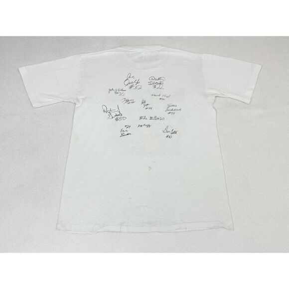 Vintage 1990 Bridgeport Basketball T-Shirt White Medium State Champs Single Sti - Picture 2 of 12